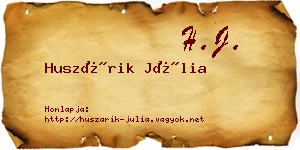 Huszárik Júlia névjegykártya
